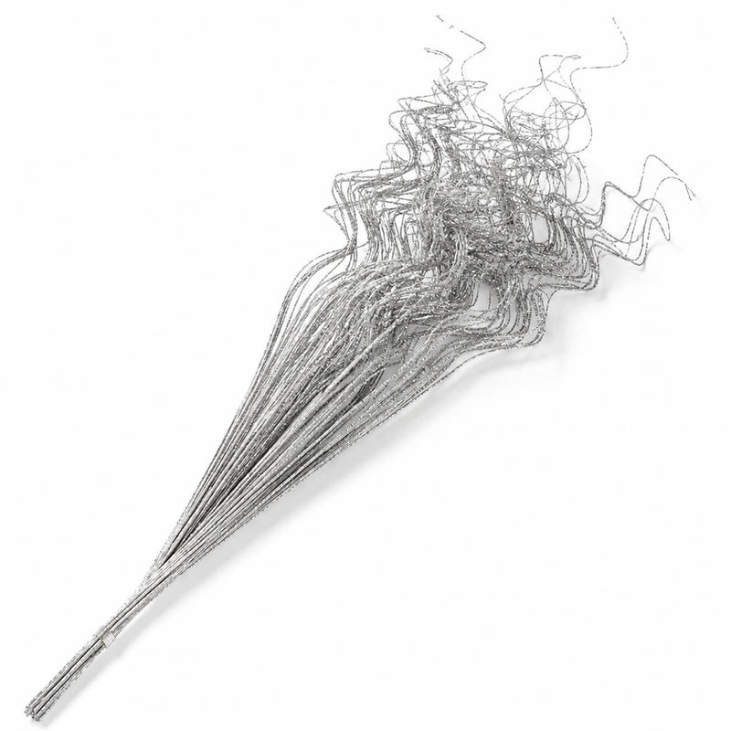 Silver sparkle curly ting stems bundle on a white background - thumbnail number 1