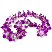 Purple Orchid Flower Leis Set of 12 - thumbnail number 1