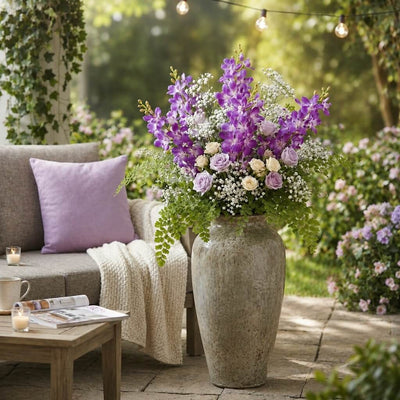 Silk Vanda Orchid Spray Lavender 28" - thumbnail number 7