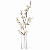 White cherry blossom branch in a clear glass cylinder vase - thumbnail number 2