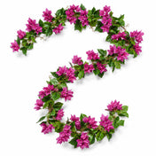 A 72-inch faux pink bougainvillea garland arranged in an S shape - thumbnail number 1