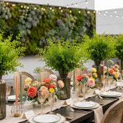 18" artificial maidenhair fern bush in a glass vase on a festive outdoor dining table - thumbnail number 3