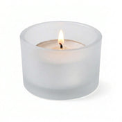 Frosted tealight candle holder with glowing white candle - thumbnail number 3