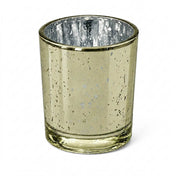 An empty Metallic Gold Mercury Votive Holder isolated from an angle on a clean white background - thumbnail number 1