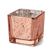 Rose gold mercury square votive holder on white background - thumbnail number 1