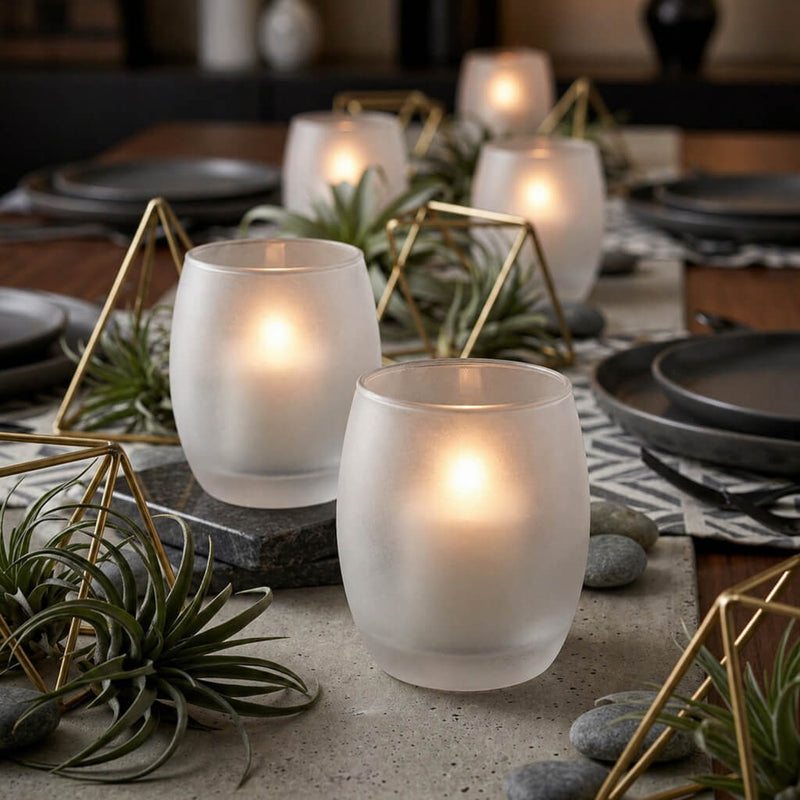 Eastland Grande Hurricane Votive Candle Holder Frosted Set of 12 - thumbnail number 4