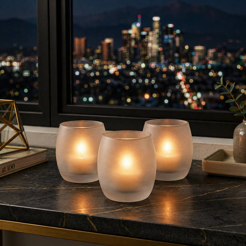 Eastland Grande Hurricane Votive Candle Holder Frosted Set of 12 - thumbnail number 7