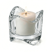 Clear glass candle holder with a white candle on a white background - thumbnail number 5