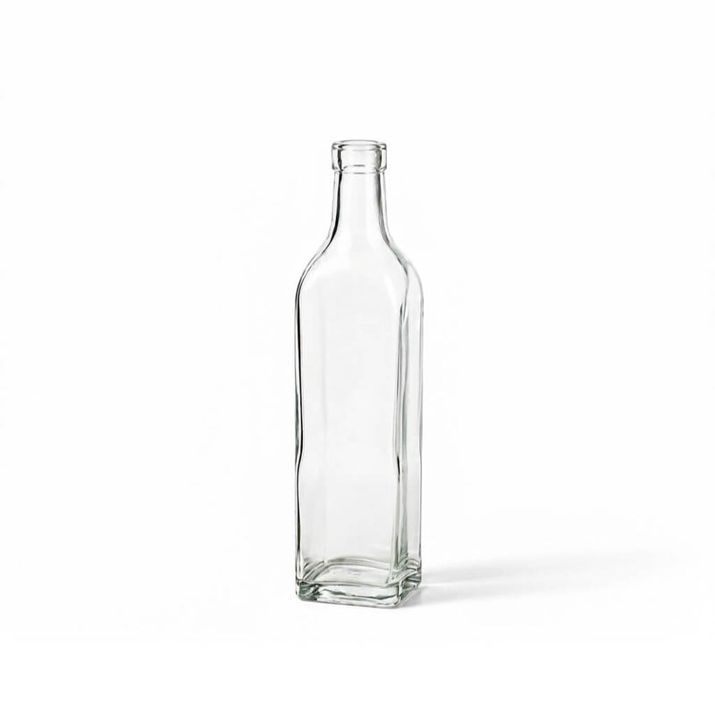 Empty Glass Square Bottle isolated on a white background - thumbnail number 1