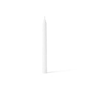 One white taper candle standing on a clean white surface - thumbnail number 1