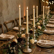 Rustic tablescape with ivory candles and elegant floral garland - thumbnail number 5