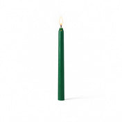 Green taper candle glowing on clean white background - thumbnail number 2