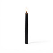 Black taper candle burning on white background - thumbnail number 2
