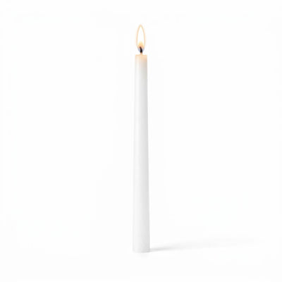 Glowing white taper candle isolated on white background - thumbnail number 2