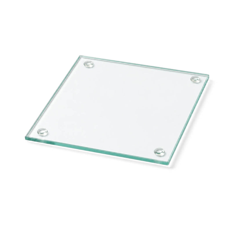 A simple clear glass Square Coaster 4" isolated on a clean white surface - thumbnail number 1