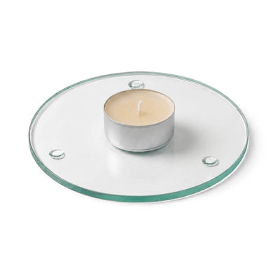 Unlit tealight candle on a clear glass Round Coaster 4" with a white backdrop - thumbnail number 4