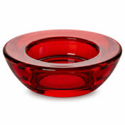 Red glass tealight candle holder on white background - thumbnail number 4