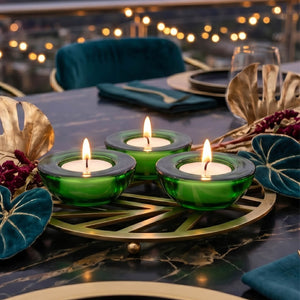 Eastland Chunky Tealight Candle Holder Green Set of 12