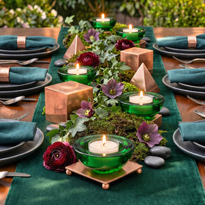 Eastland Chunky Tealight Candle Holder Green Set of 12
