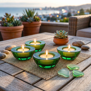 Eastland Chunky Tealight Candle Holder Green Set of 12
