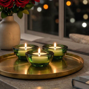 Eastland Chunky Tealight Candle Holder Green Set of 12