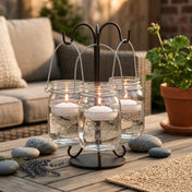 Upscale Small Mason Jar with Handle trio on a black shepherd hook stand - thumbnail number 7