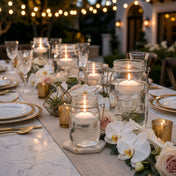 Upscale Large Mason Jar with Handle set on a lavishly decorated outdoor table - thumbnail number 5