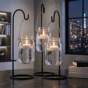Upscale Large Mason Jar with Handle trio hanging on black shepherd hooks - thumbnail number 7