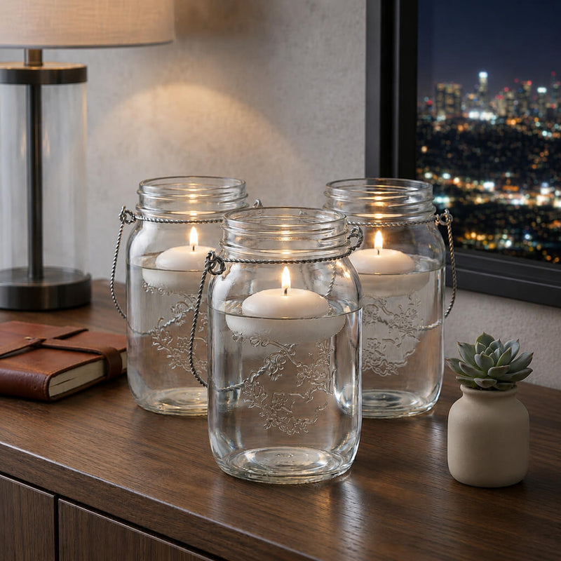 Upscale Large Mason Jar with Handle trio in a luxury interior setting - thumbnail number 8