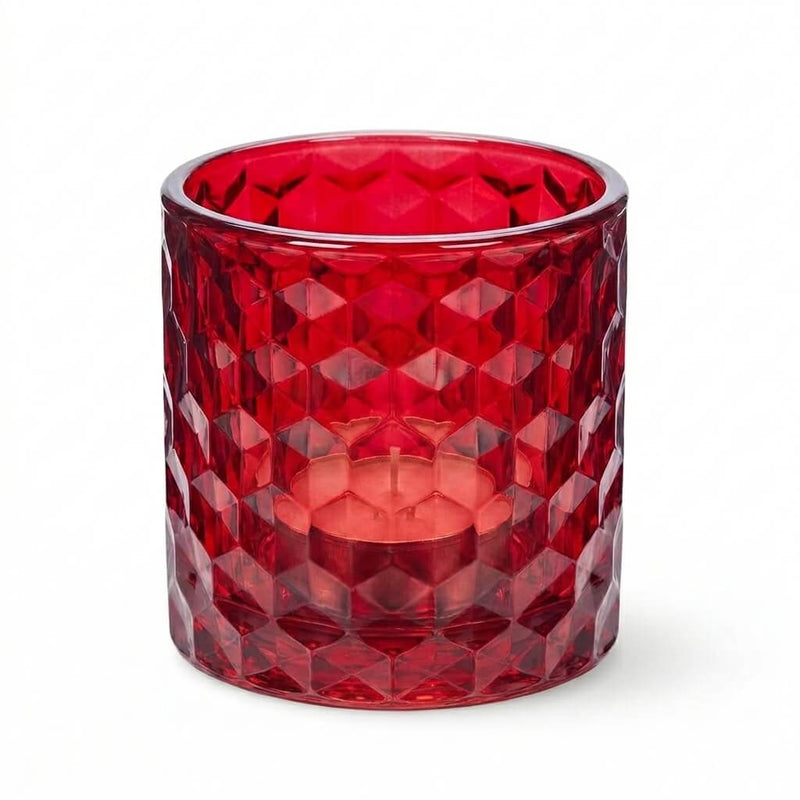 Richland Red Chunky Honeycomb Glass Votive & Tealight Holder Set of 12 - thumbnail number 2