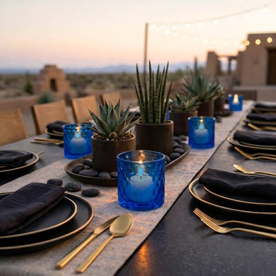 Richland Blue Chunky Honeycomb Glass Votive & Tealight Holder Set of 12 - thumbnail number 7