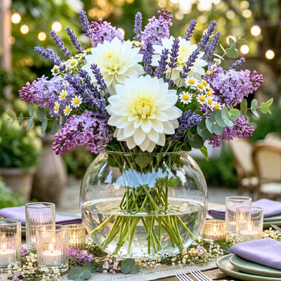 12" bubble vase with a large floral arrangement - thumbnail number 6