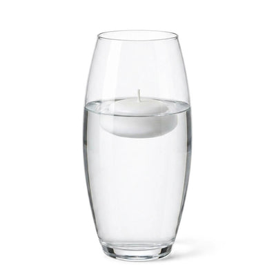 10" clear vase with water and an unlit floating white candle - thumbnail number 4