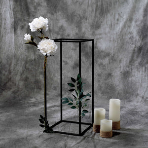 Matte Black 24" Rectangular Metal Flower Stands – 2-Pack Geometric Column Frames for Stylish Tablescapes