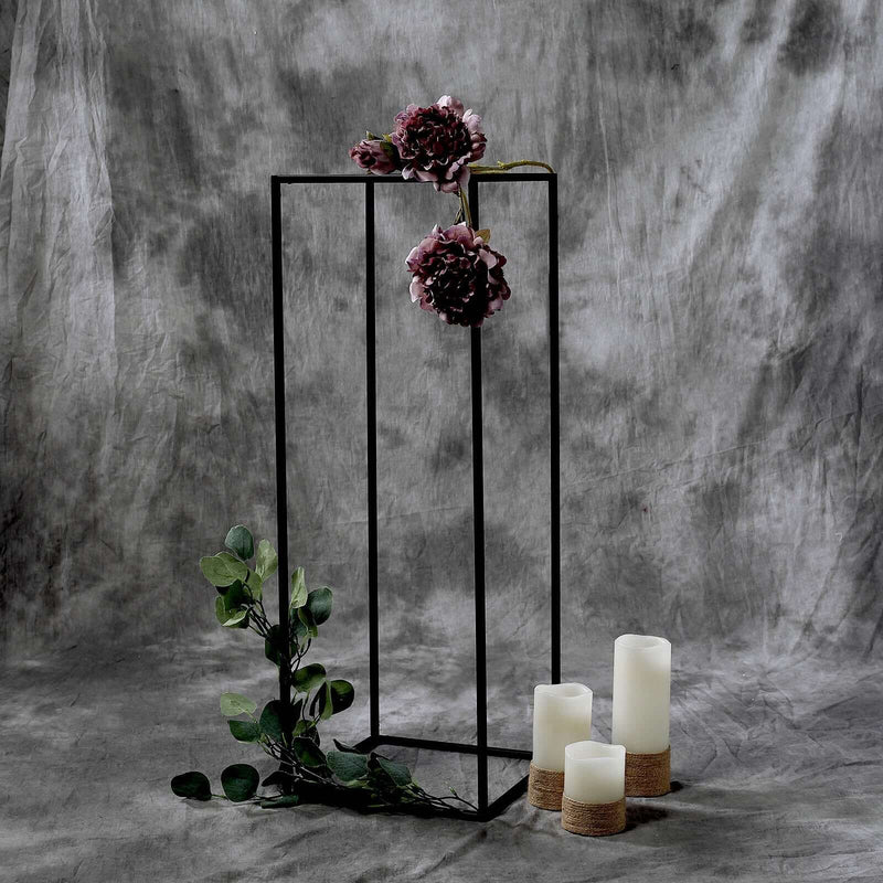 Matte Black 32" Rectangular Metal Flower Stands – 2-Pack Geometric Column Frames for Stylish Tablescapes - thumbnail number 2