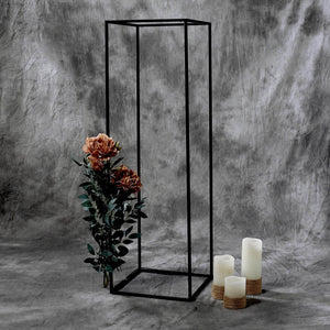 Matte Black 40" Rectangular Metal Flower Stands – 2-Pack Geometric Column Frames for Stylish Tablescapes