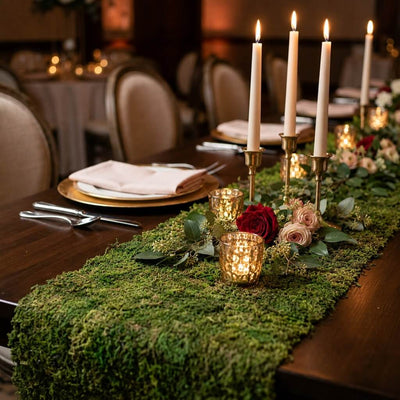 Preserved natural moss roll sheeting on a candlelit table - thumbnail number 6