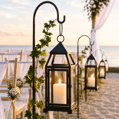 Richland Black Contemporary Metal Lantern with Clear Glasses - Small - thumbnail number 6