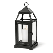 Richland Black Contemporary Metal Lantern with Clear Glasses - Small - thumbnail number 3