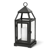 Richland Black Contemporary Metal Lantern with Clear Glasses - Small - thumbnail number 4