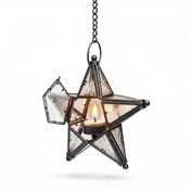 Richland Hanging Star Metal Tealight Lantern with Clear Embossed Glass - thumbnail number 2