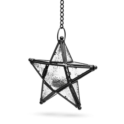 Richland Hanging Star Metal Tealight Lantern with Clear Embossed Glass