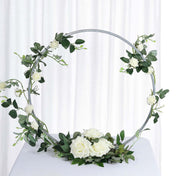 Silver Metal Hoop Wreath Centerpiece 24" – Round Arch Table Display for Weddings and Events - thumbnail number 2