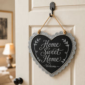 Scallop edge zinc frame heart chalkboard hanging with Home Sweet Home text - thumbnail number 7