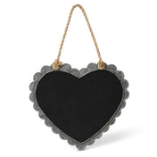 Scallop edge zinc frame heart chalkboard with hanging rope - thumbnail number 1