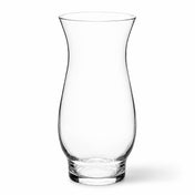 Clear glass 8.5" hana vase with a flared rim and curved body on a white background - thumbnail number 1