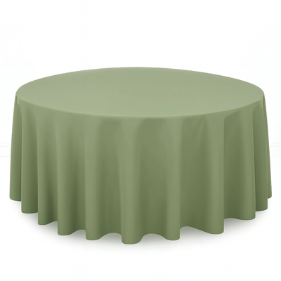 Premium Polyester Round Tablecloth 120" - 220GSM - Dusty Sage - By TCF Linen - thumbnail number 1