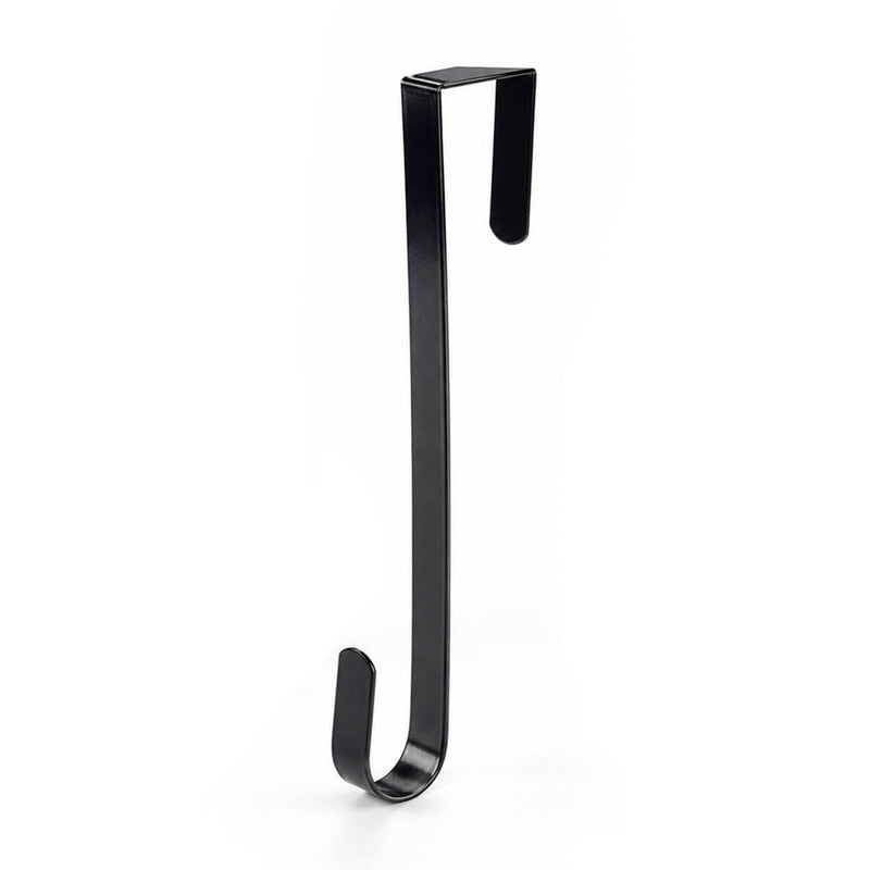 Black metal over-the-door wreath hanger on a white background - thumbnail number 1