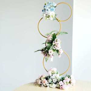 3ft Gold Metal 4-Tier Hoop Pillar Stand – Wedding Wreath Arch and Table Centerpiece
