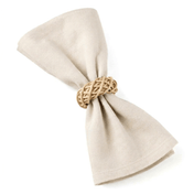 Natural lata napkin ring holding a beige napkin on a white background - thumbnail number 2